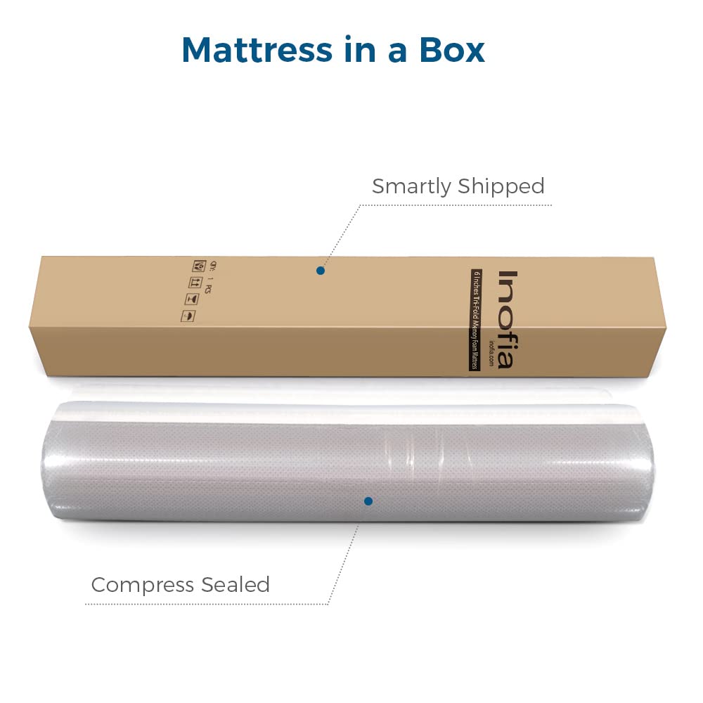 Inofia twin folding mattress folded position demonstrates compact storage