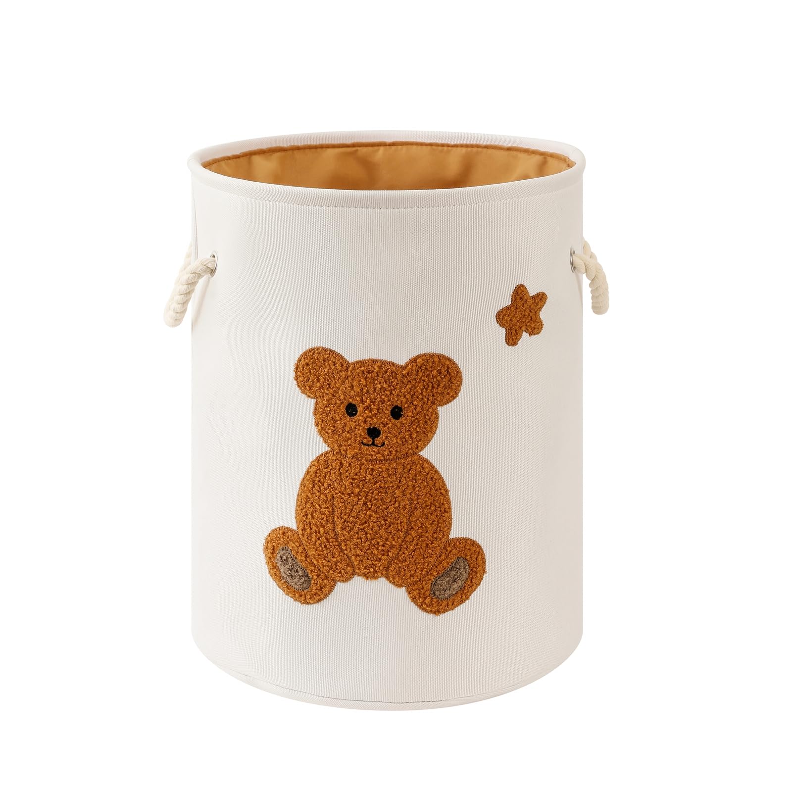 INough bear-front laundry basket for playful nursery storage.
