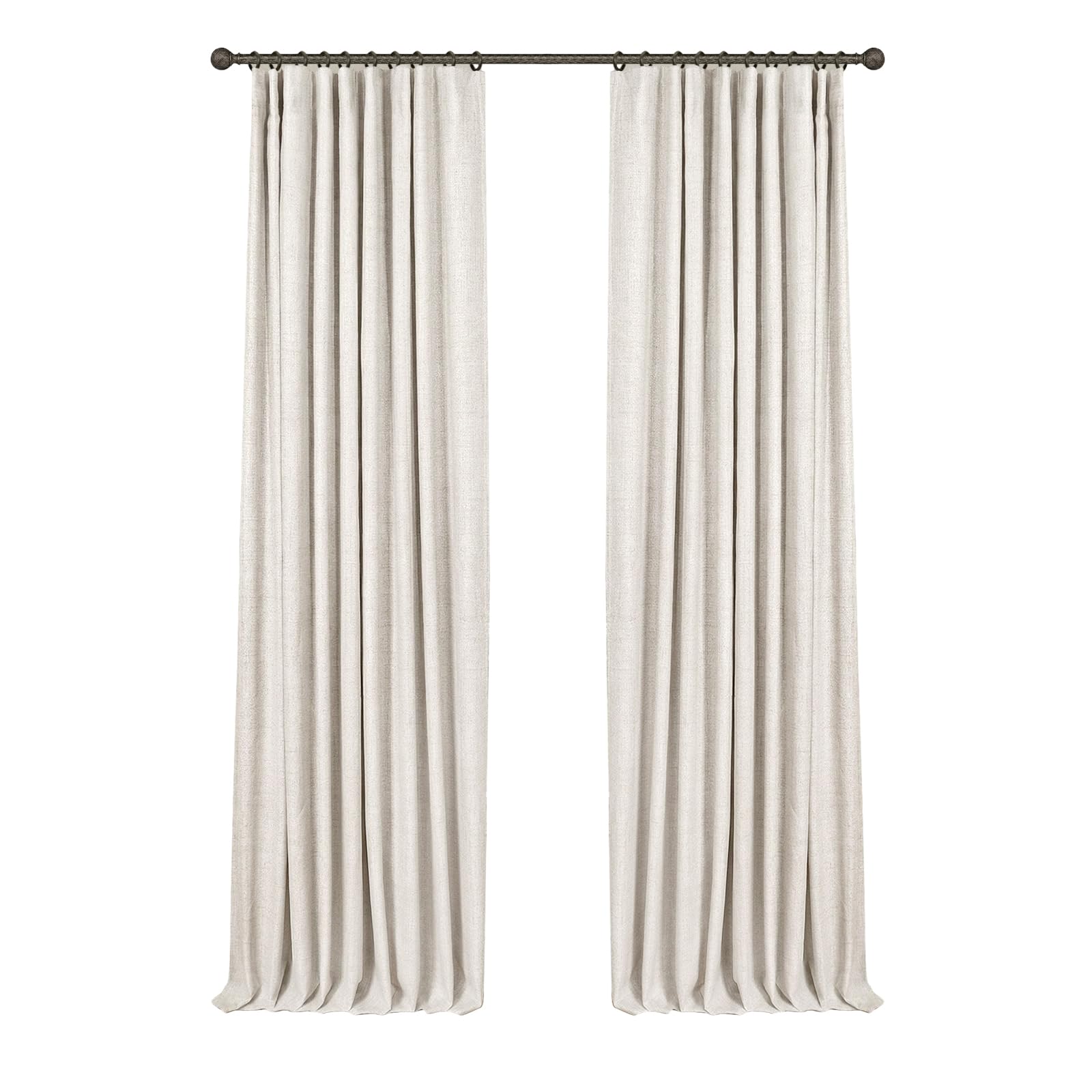 INOVADAY 100% blackout beige curtains in a bedroom setting for deep darkness