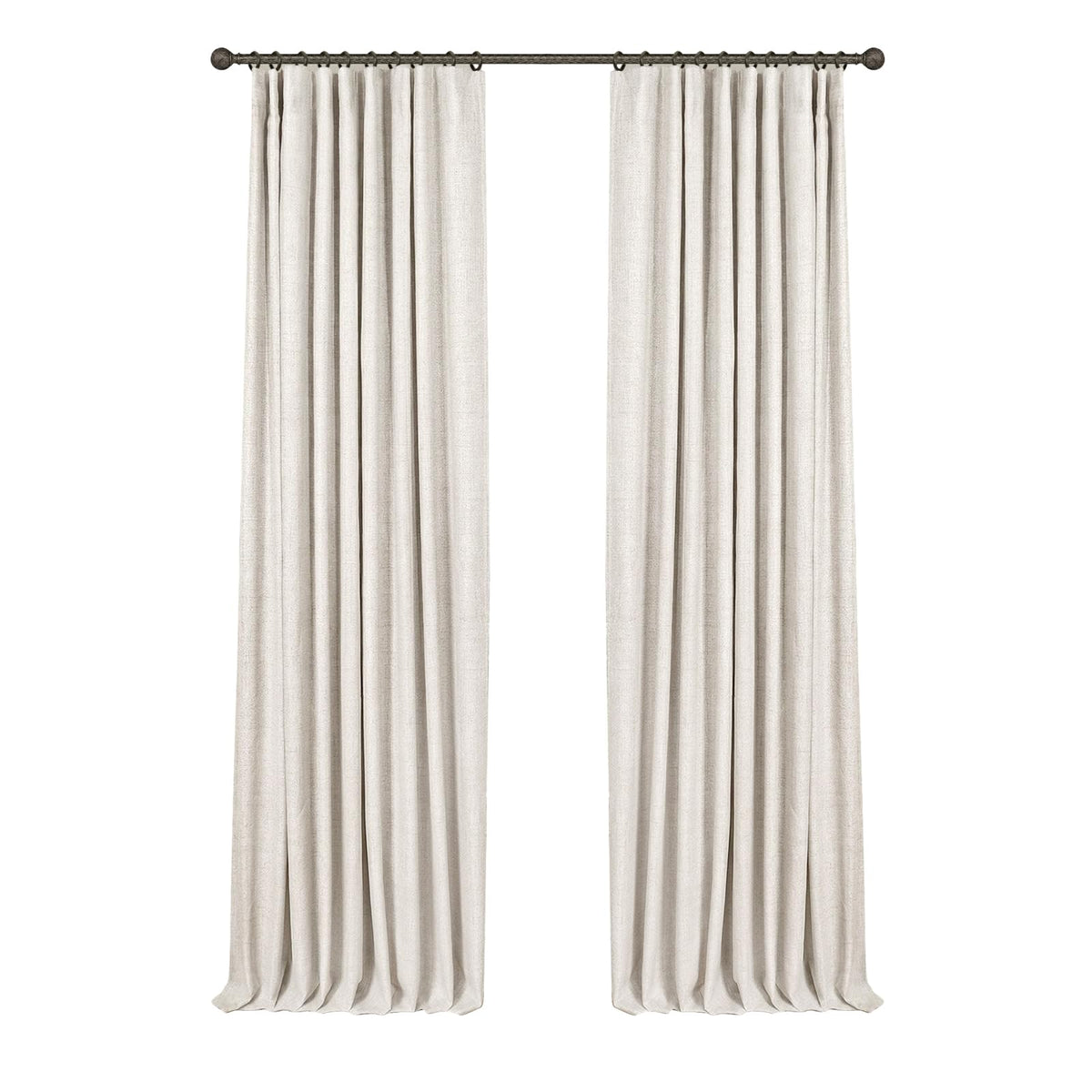 INOVADAY 100% blackout beige curtains in a bedroom setting for deep darkness