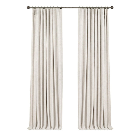 INOVADAY 100% blackout beige curtains in a bedroom setting for deep darkness