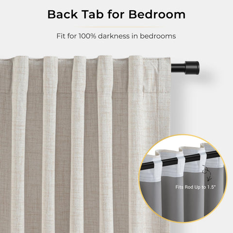 INOVADAY blackout curtains back-tab top design blocks light leaks