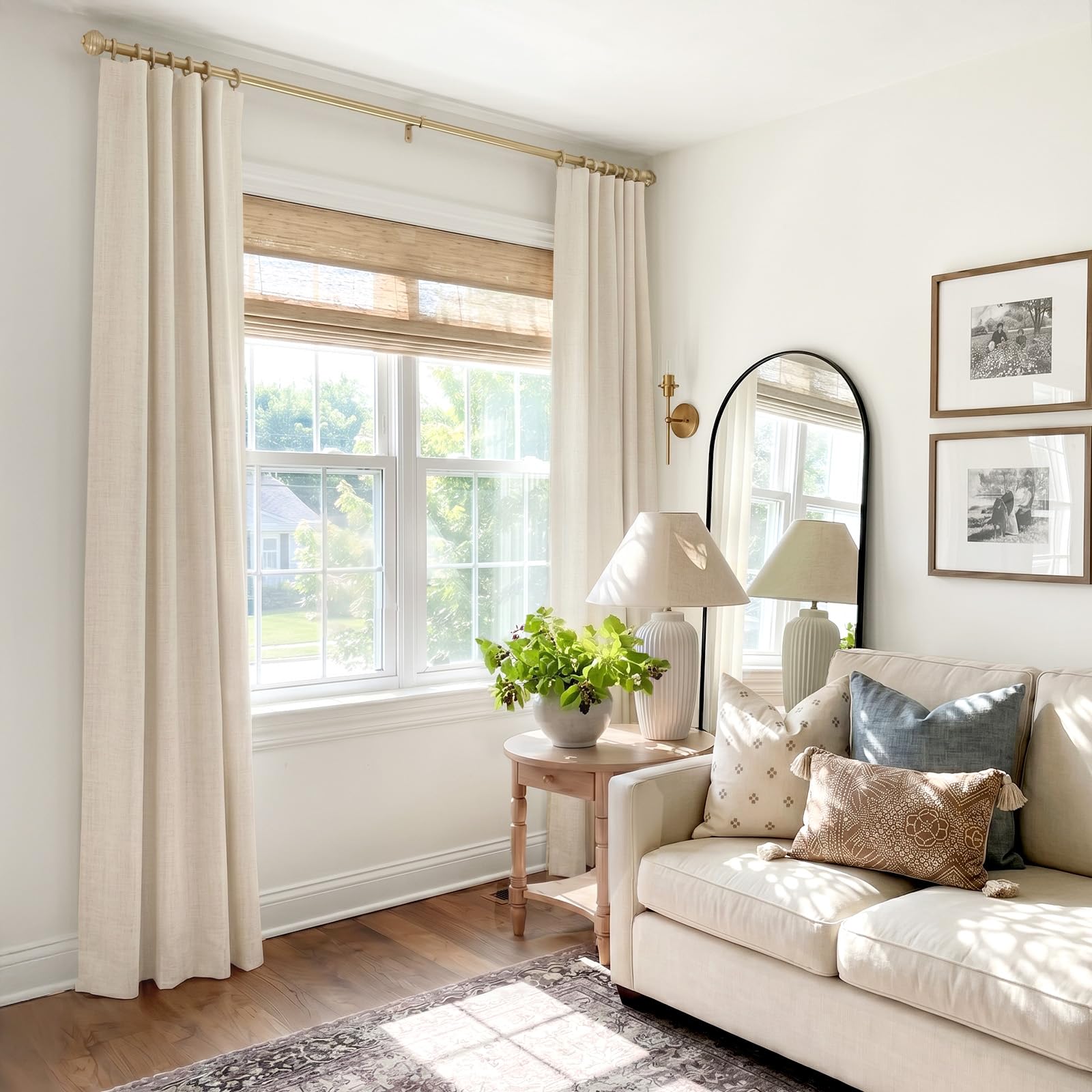 INOVADAY cream blackout curtains rod pocket for easy install and tidy drapes
