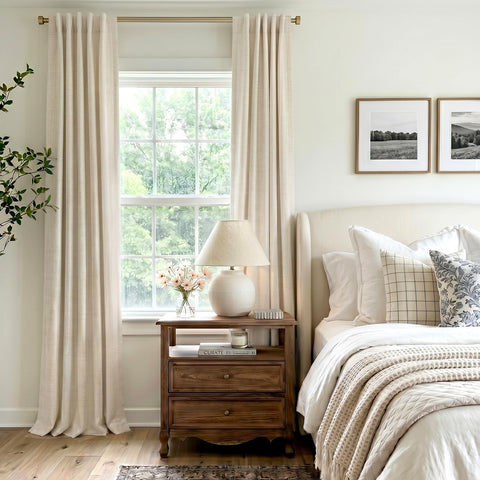 INOVADAY cream blackout curtains with tracks for smooth light blocking