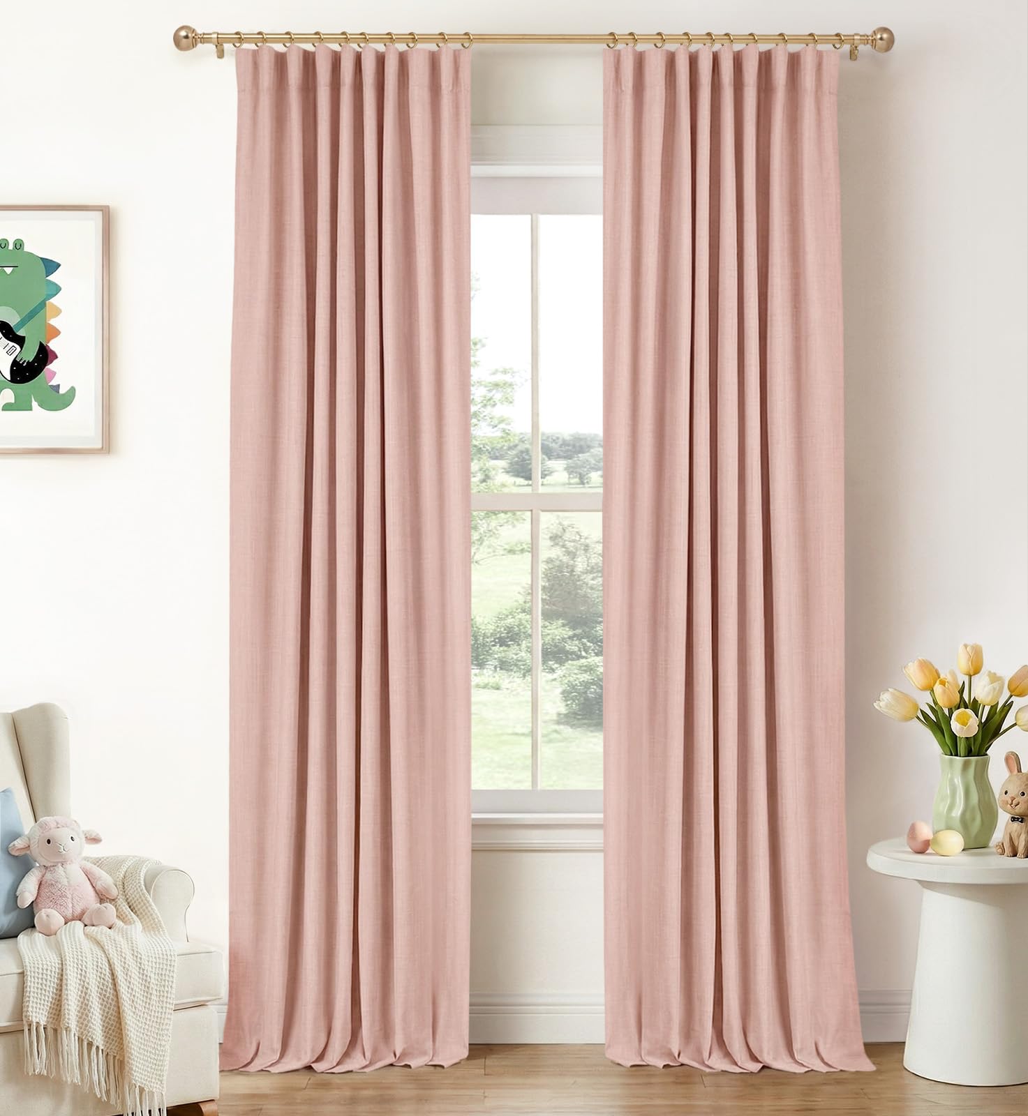 INOVADAY blush pink blackout curtains block light for better sleep