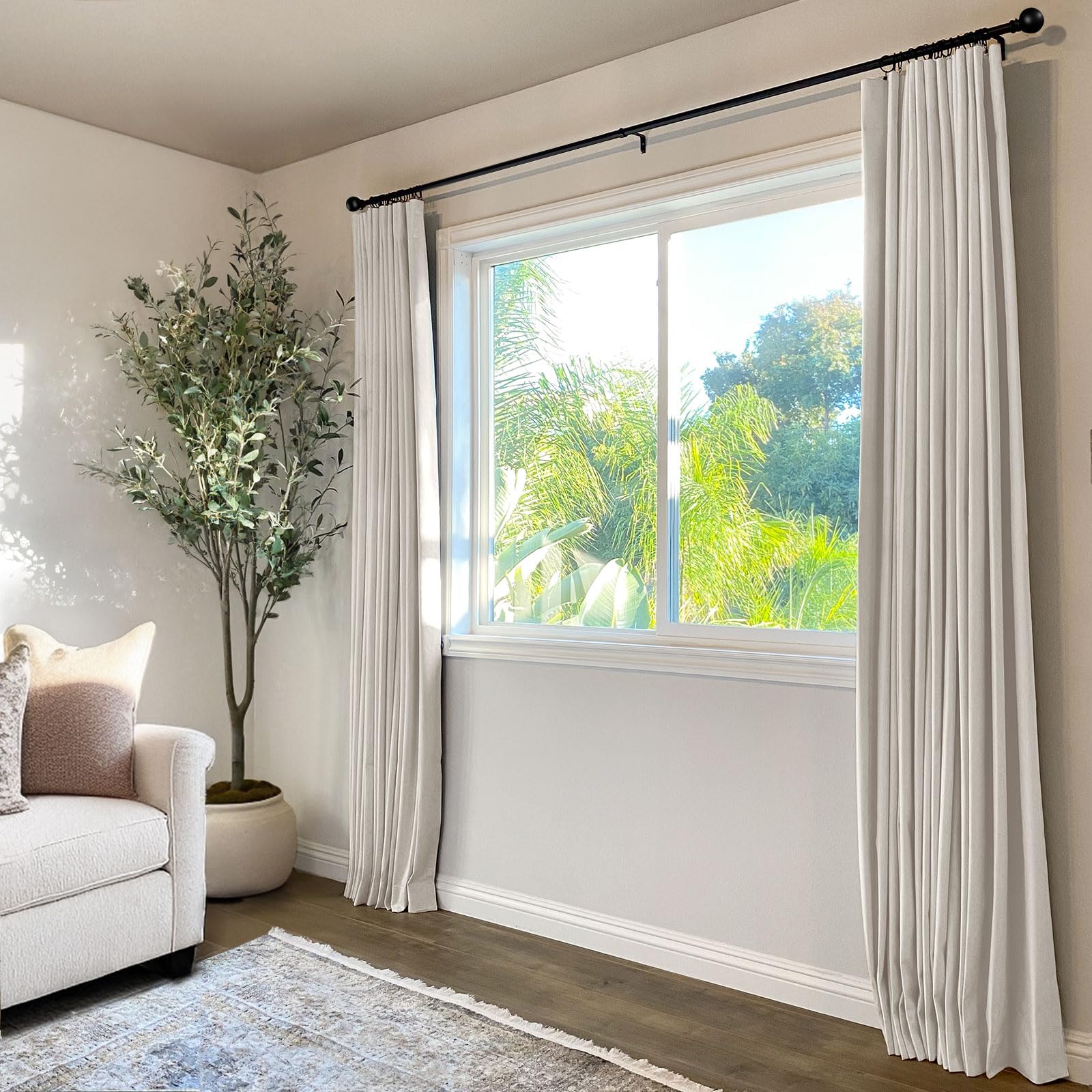 INOVADAY machine-washable beige curtains simplify cleaning and care