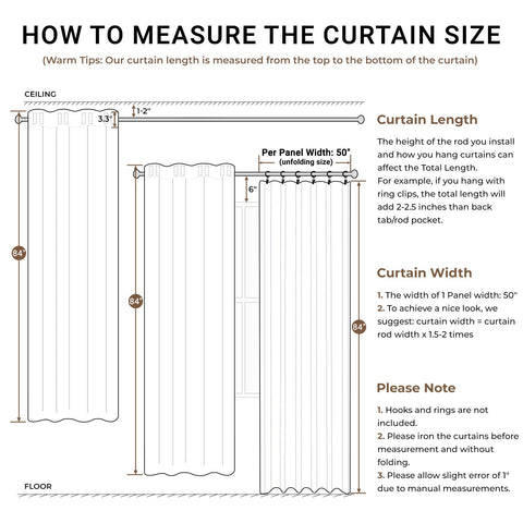 Back tab and rod-pocket options enable elegant pleats or a clean classic drape