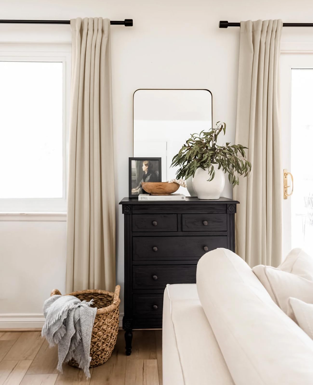 Oatmeal color blends with rustic and modern interiors for a warm, cohesive look