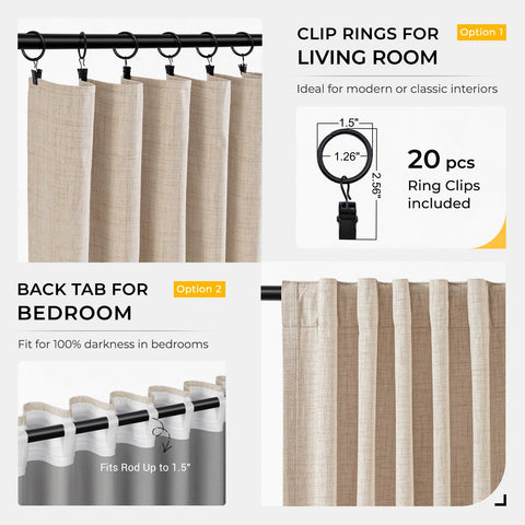 INOVADAY linen-style oatmeal drapes highlighting textured fabric