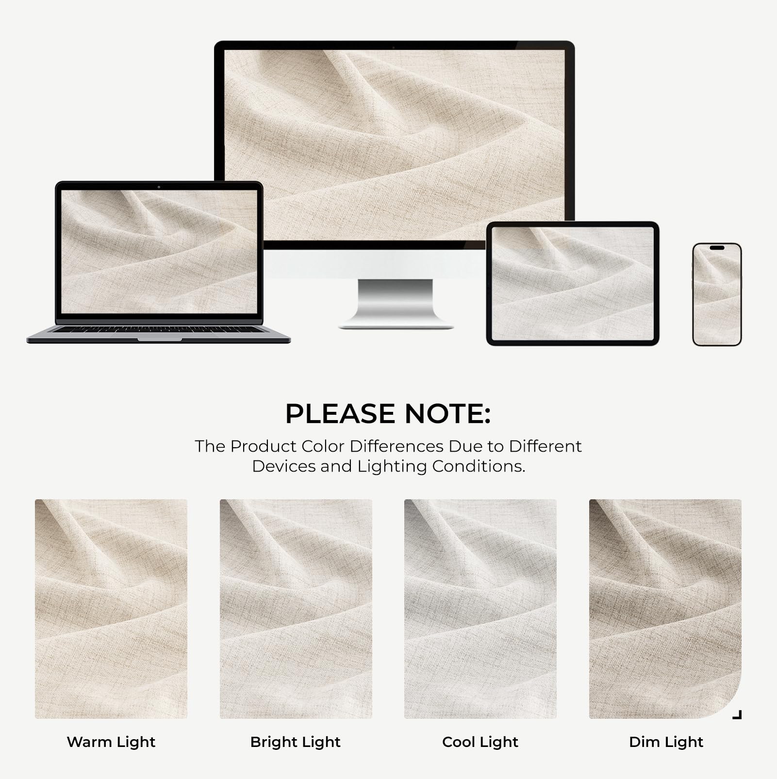 INOVADAY machine-washable curtains beige, easy care and maintenance