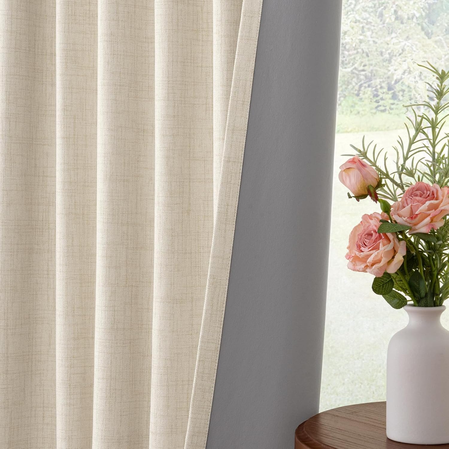 INOVADAY machine-washable linen-like drapes offer easy care.