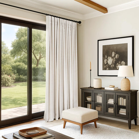 INOVADAY soft-textured curtains reduce glare in bright living spaces.