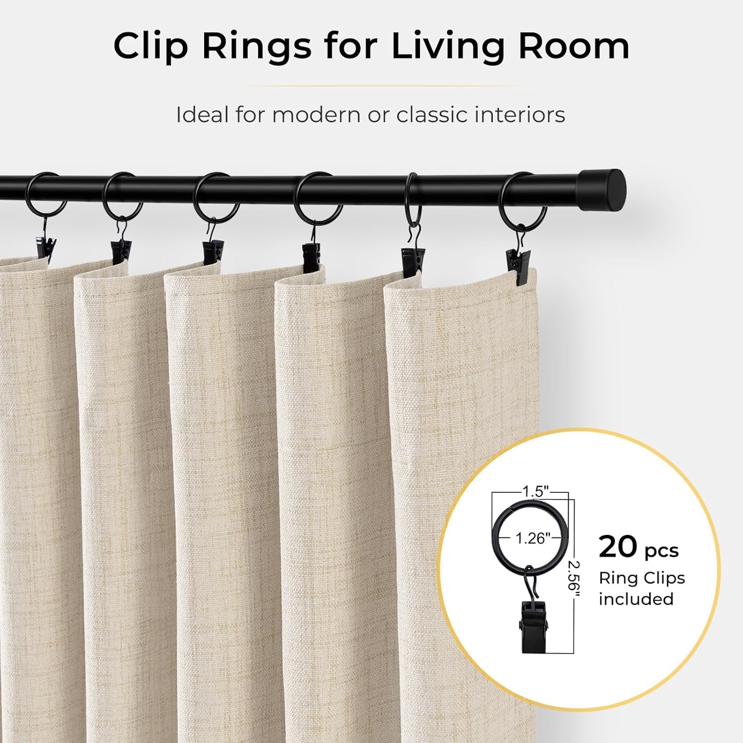 INOVADAY linen-style cream blackout curtains texture and full coverage