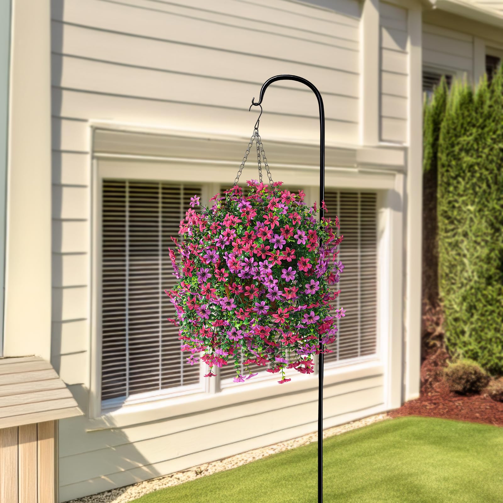 INQCMY daisy basket with UV-resistant flowers for outdoor use
