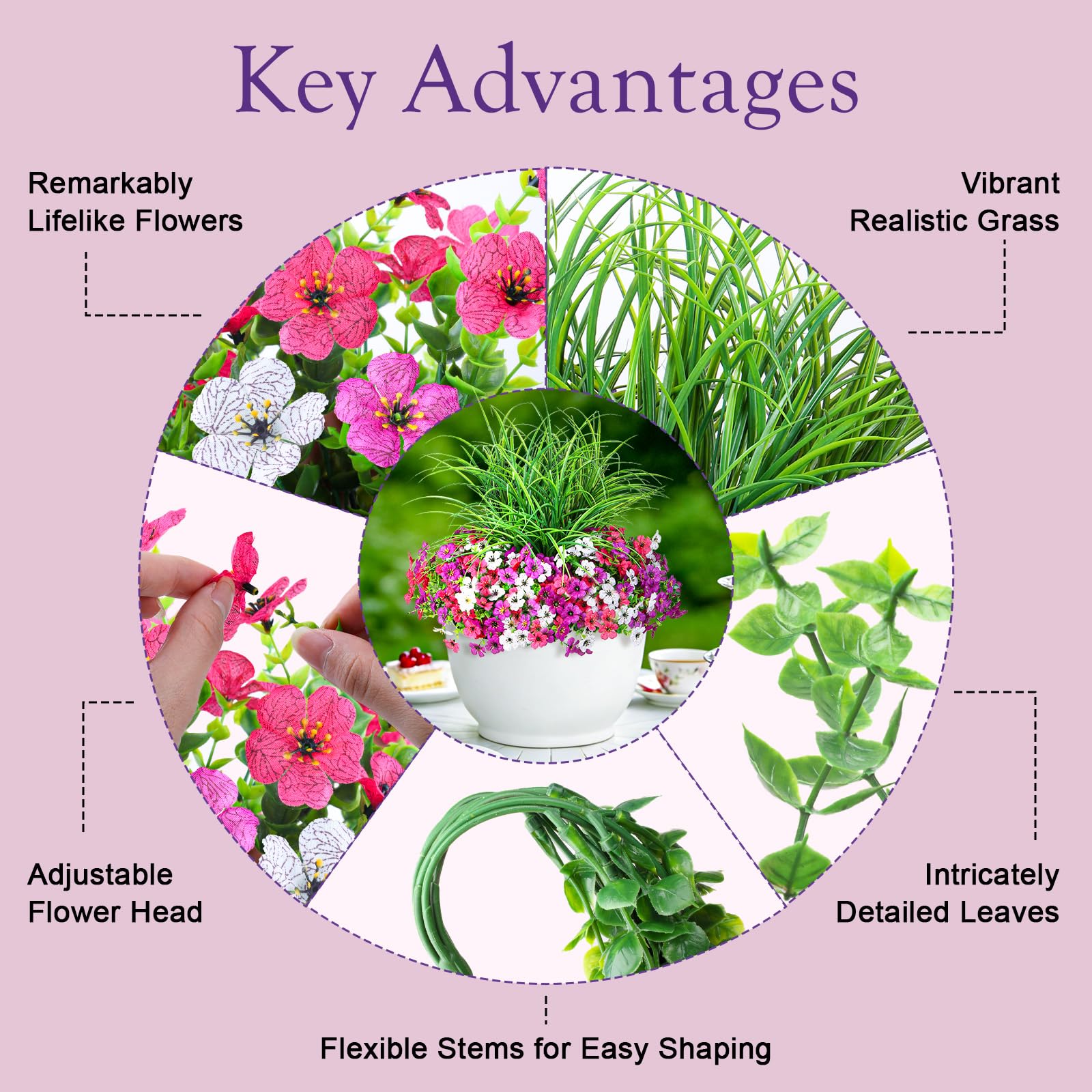 INQCMY bendable stems enable easy arrangement of artificial blooms