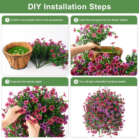 Porch, balcony, and garden display with INQCMY hanging daisy basket