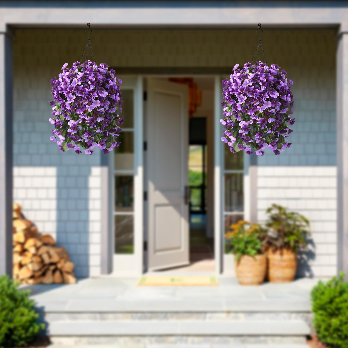 INQCMY 10-inch coconut-lining hanging basket integrates outdoor decor