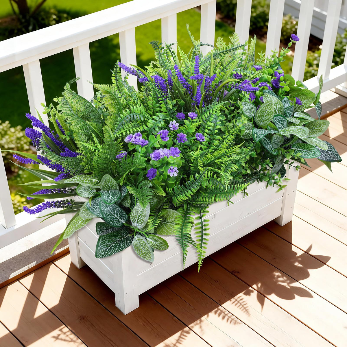 INQCMY 12-bundle outdoor artificial plants for a lush, maintenance-free garden display.