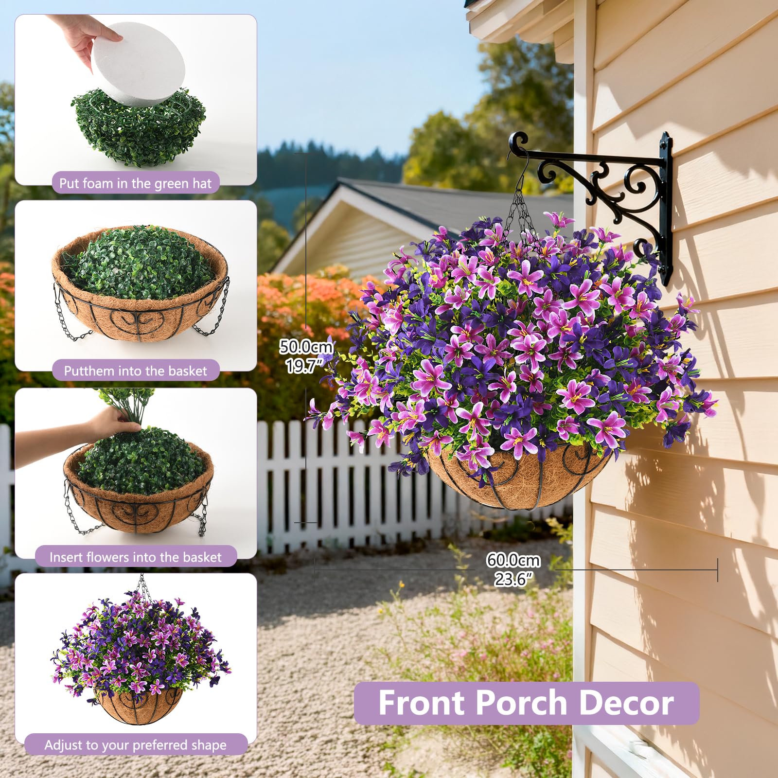 INQCMY all-weather durable flower baskets offering low-maintenance beauty