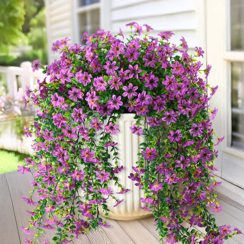 INQCMY artificial daisy with eucalyptus for outdoor 2-pack, maintenance-free and vibrant.