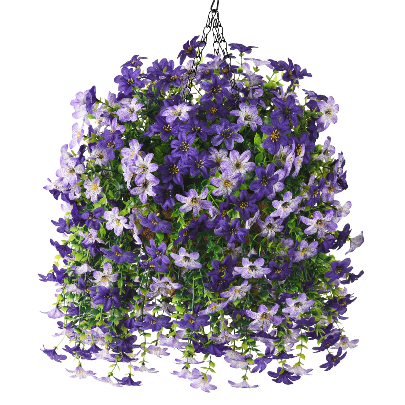 INQCMY artificial hanging daisies basket with realistic faux flowers for outdoor decor
