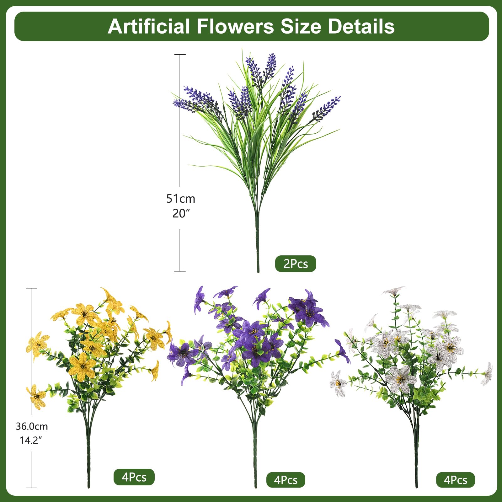 INQCMY lavender stems for outdoor displays with UV resistance.