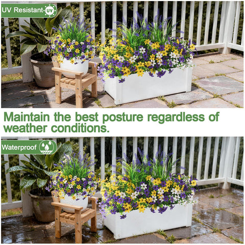 INQCMY weather-ready silk flowers require no watering or trimming.