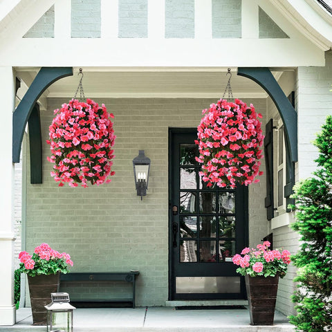 INQCMY hanging basket side view highlighting sturdy outdoor-ready construction