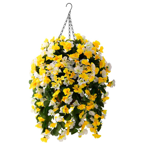 INQCMY artificial hanging flowers begonia basket for outdoor decor with year-round color