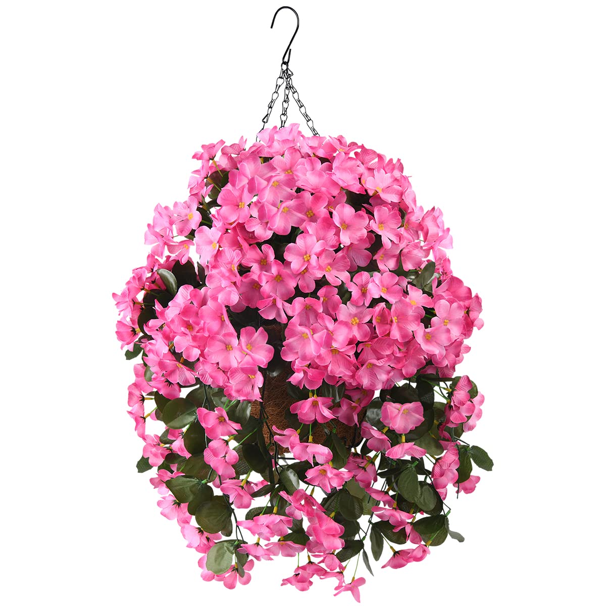 INQCMY artificial hanging flowers in red begonia basket for outdoor décor