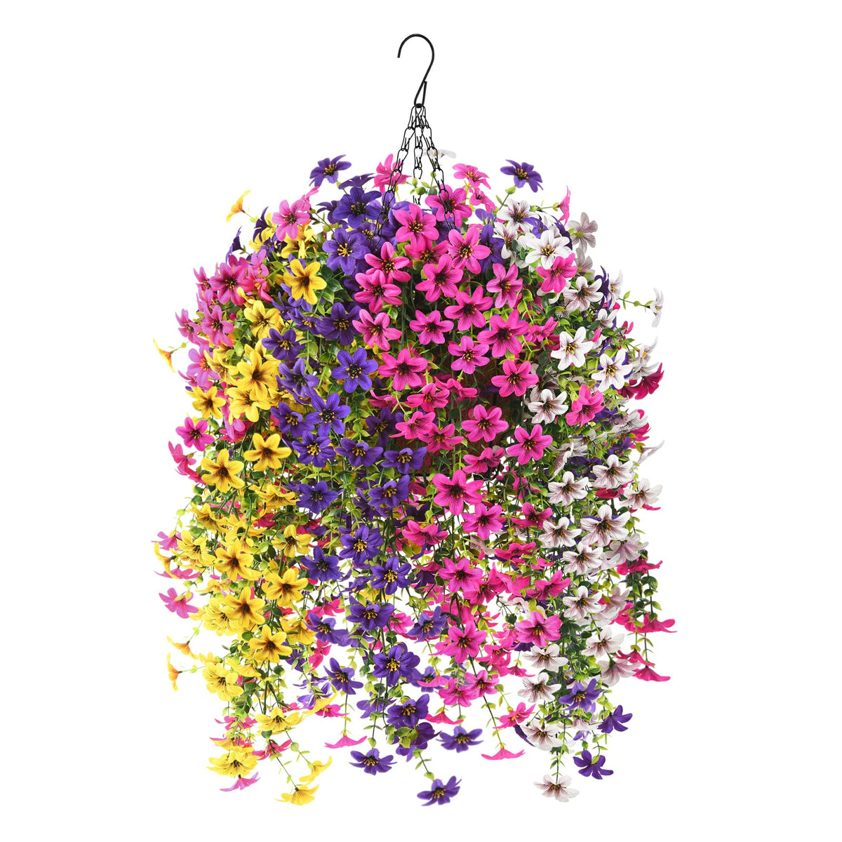 INQCMY artificial hanging flowers in orchid basket for outdoor decor