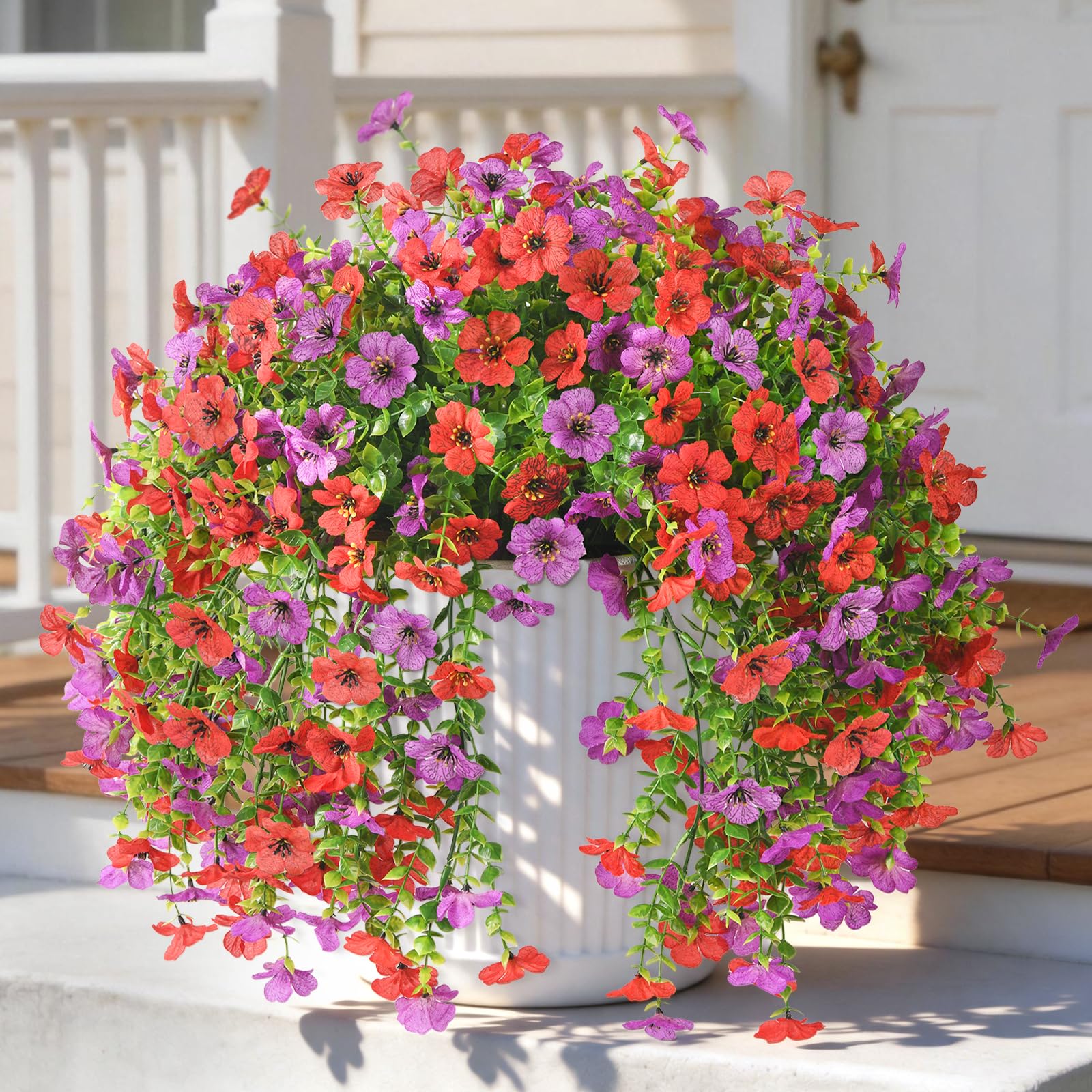 INQCMY artificial hanging flowers with soft petals for realistic outdoor decor.