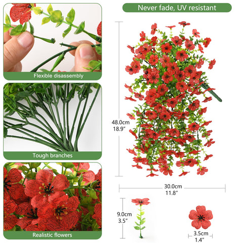 INQCMY artificial flowers on porch create vibrant sunlit decor.