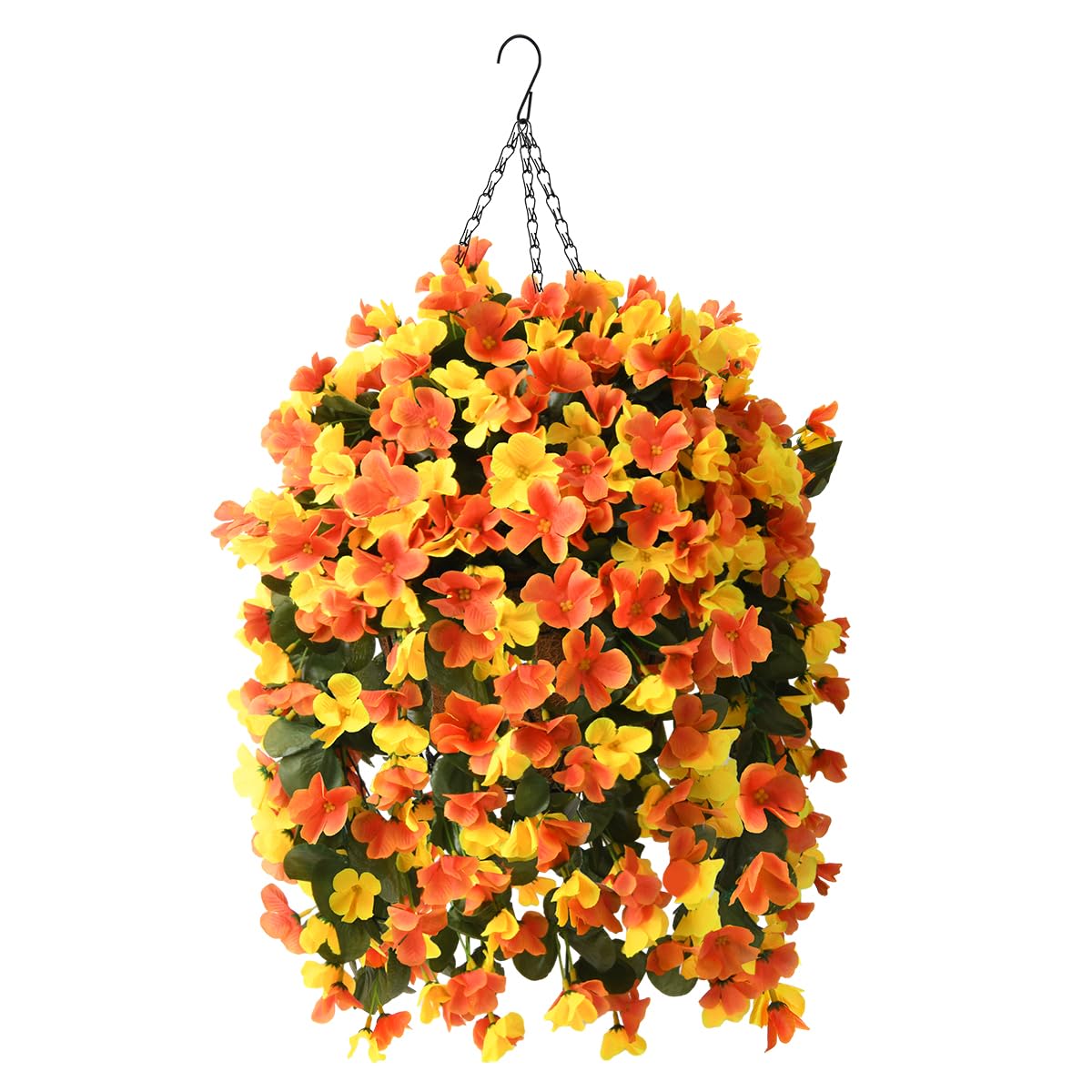 INQCMY begonia in a hanging basket ready for year-round outdoor decor.