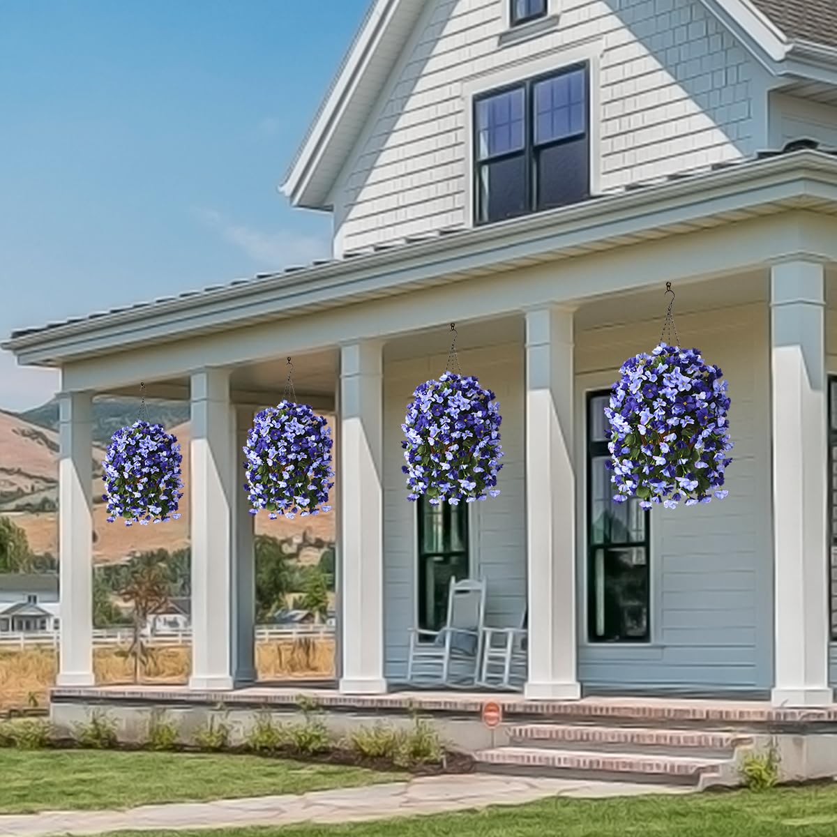 INQCMY deep blue begonia planter look adds year-round charm.