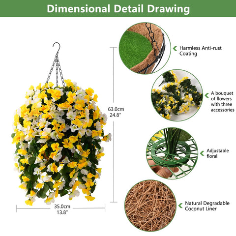 INQCMY easy-assembly artificial hanging basket for quick decorating