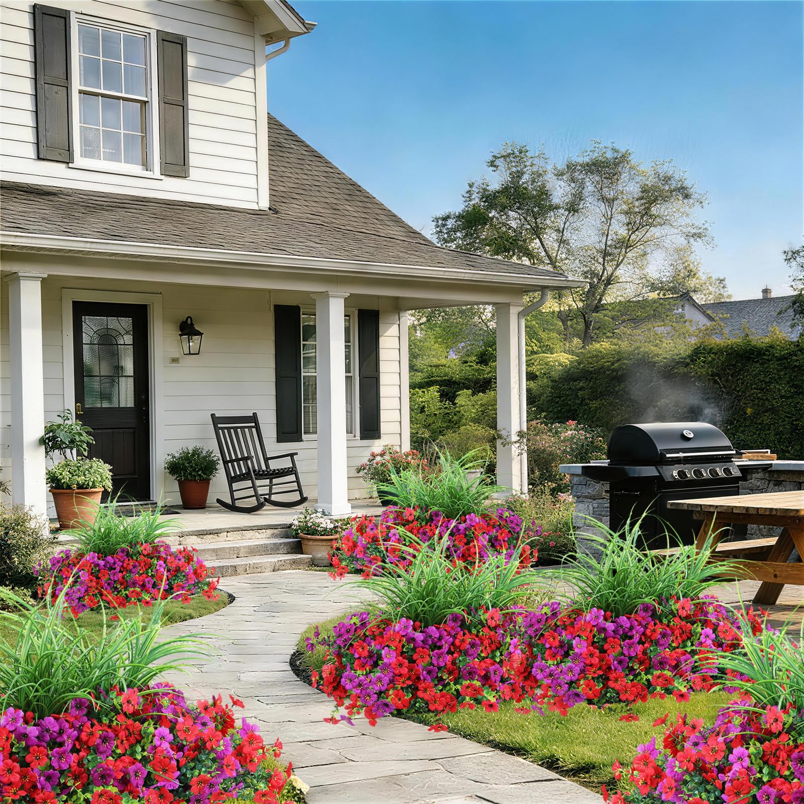 INQCMY easy to install artificial flowers for outdoors with no maintenance
