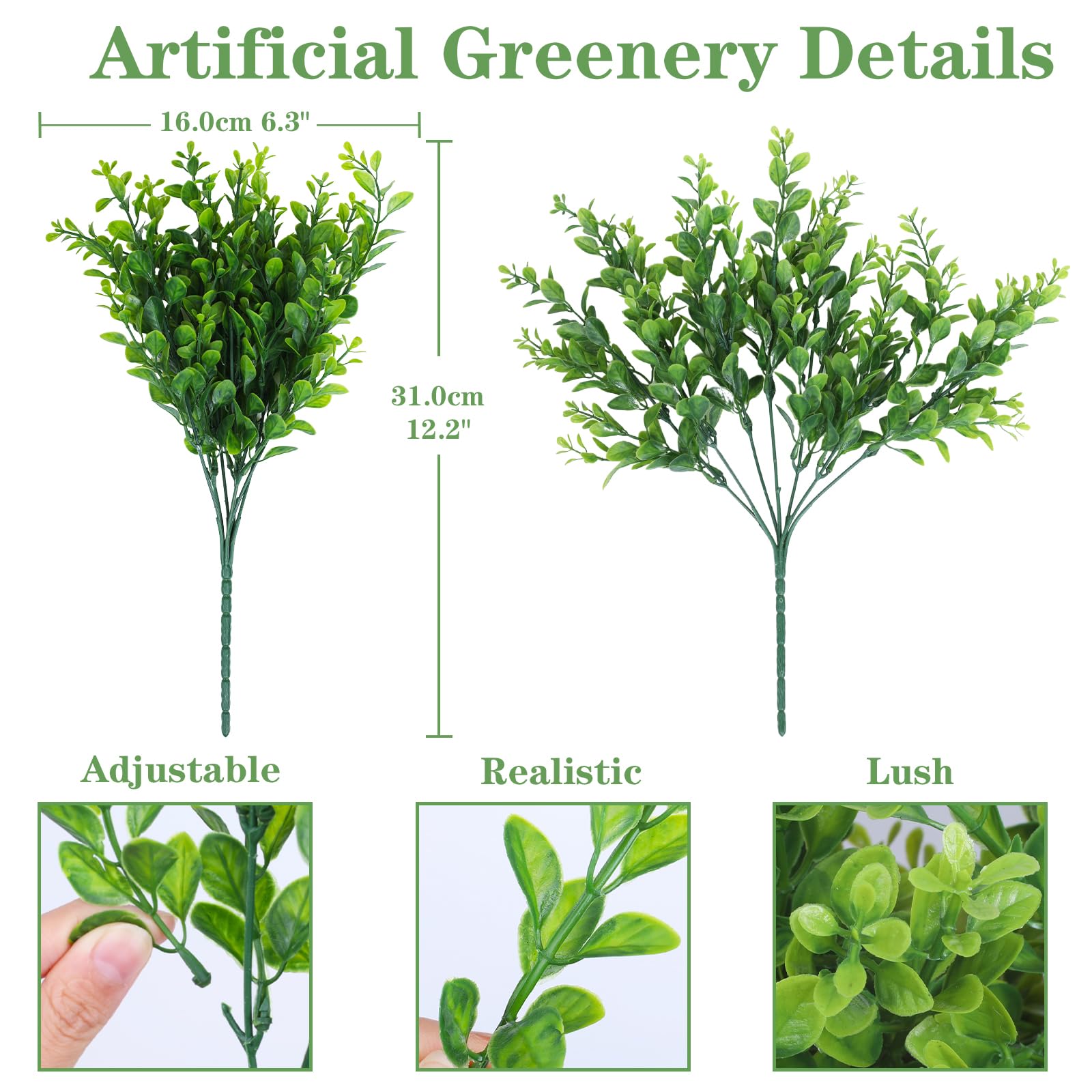INQCMY soft-touch faux greenery provides lifelike feel for patios