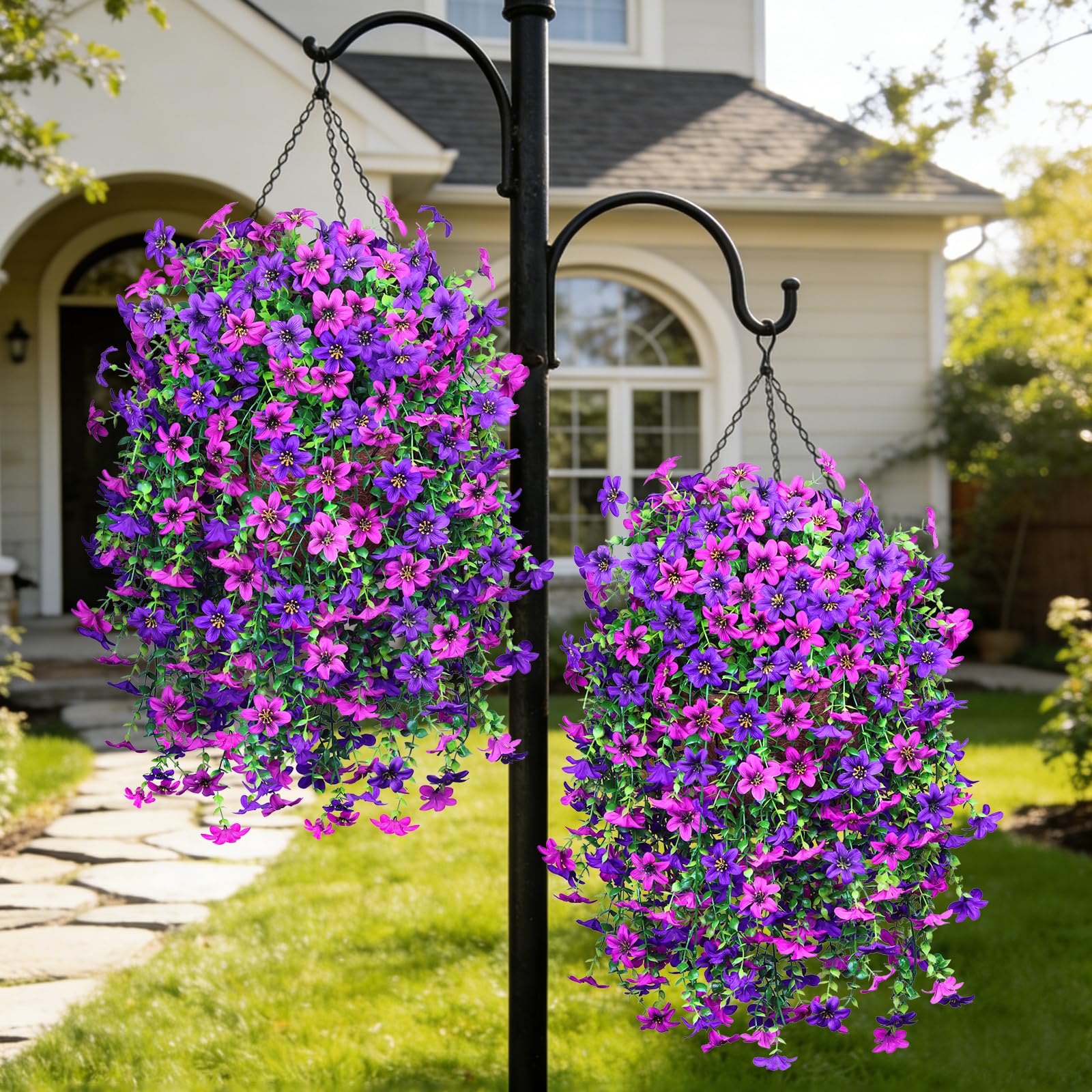INQCMY coconut lining basket and chain detail for durable outdoor use