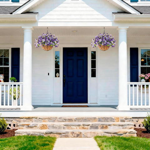 INQCMY UV-resistant hanging baskets stay vivid in sun and rain.