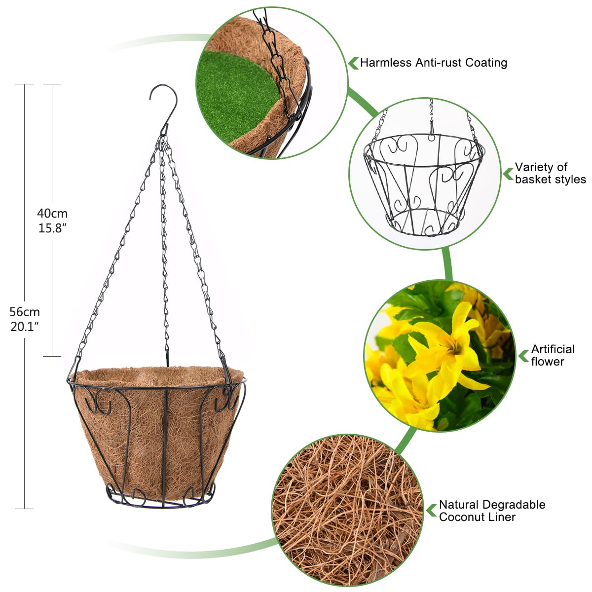 INQCMY lifelike green leaves enhance realistic garden decor without maintenance.