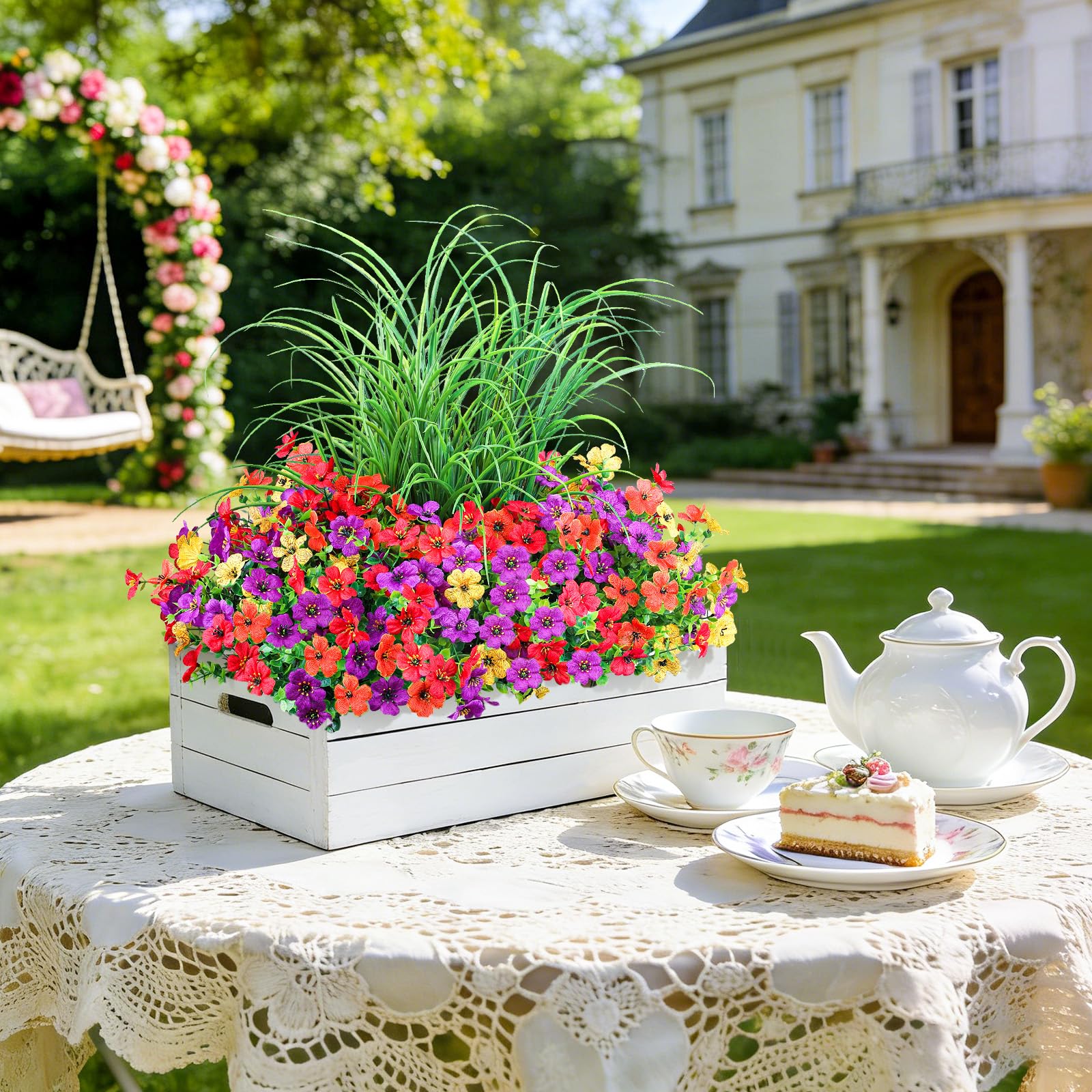 INQCMY outdoor greenery bundle supports quick DIY arrangements for porches.