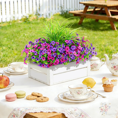 INQCMY outdoor artificial flowers arranged in a hanging basket