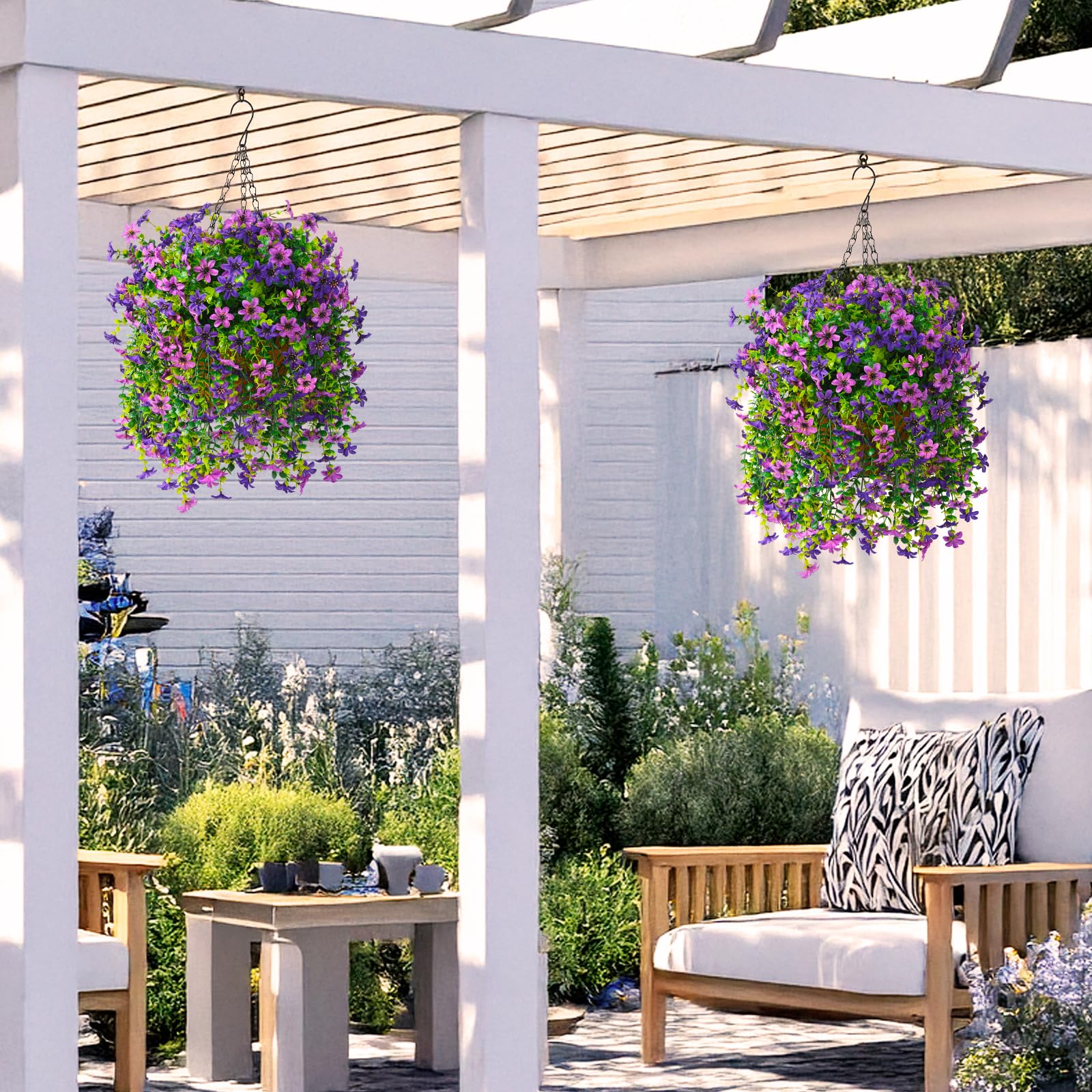 INQCMY outdoor UV-resistant hanging planter stays vibrant through sun and rain