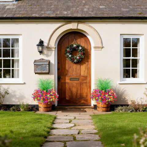 INQCMY outdoor window-box display features realistic daisies for curb appeal.