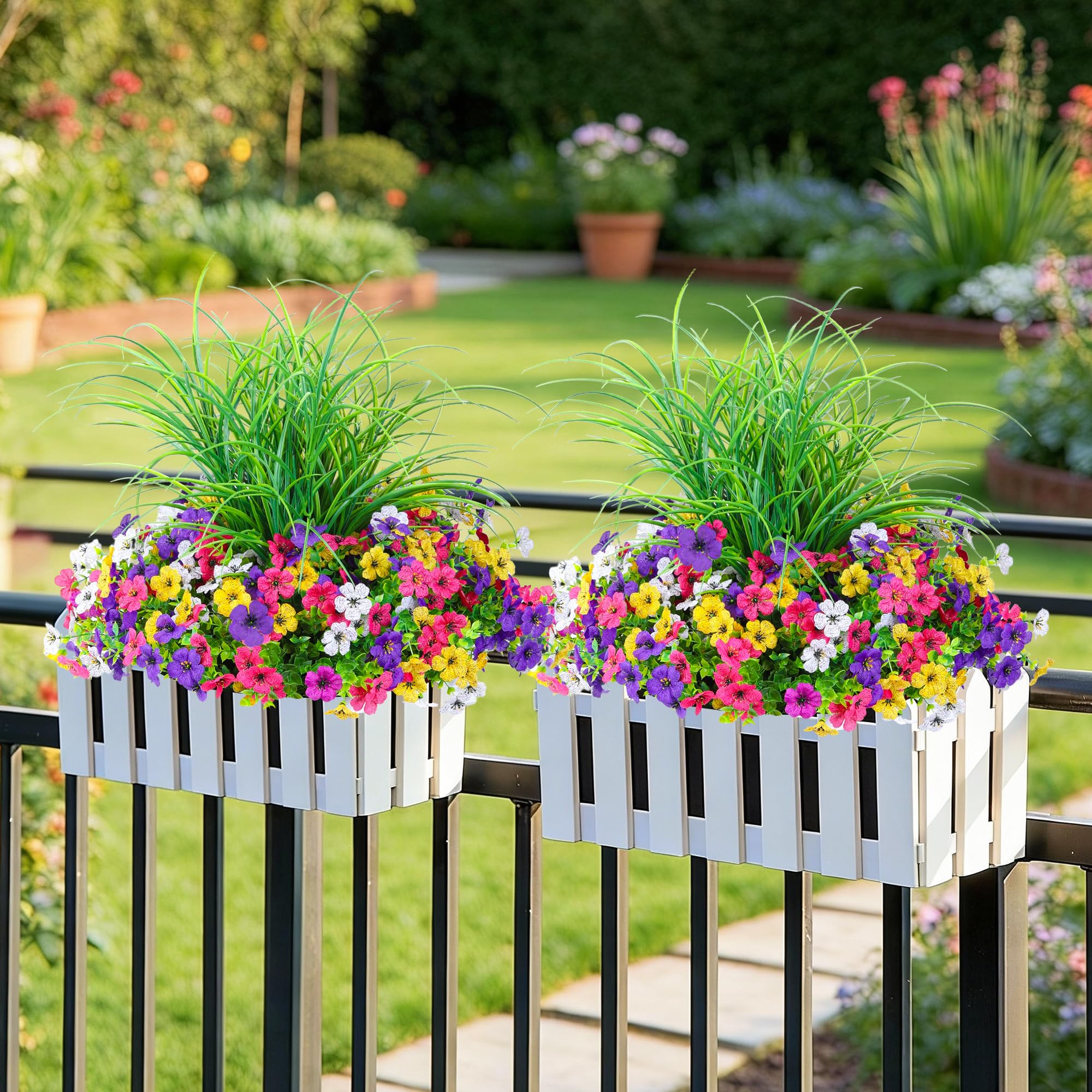 INQCMY patio and yard faux flowers provide instant color year-round.