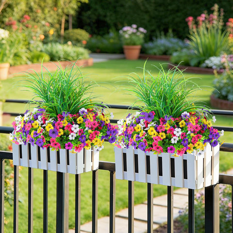 INQCMY patio and yard faux flowers provide instant color year-round.