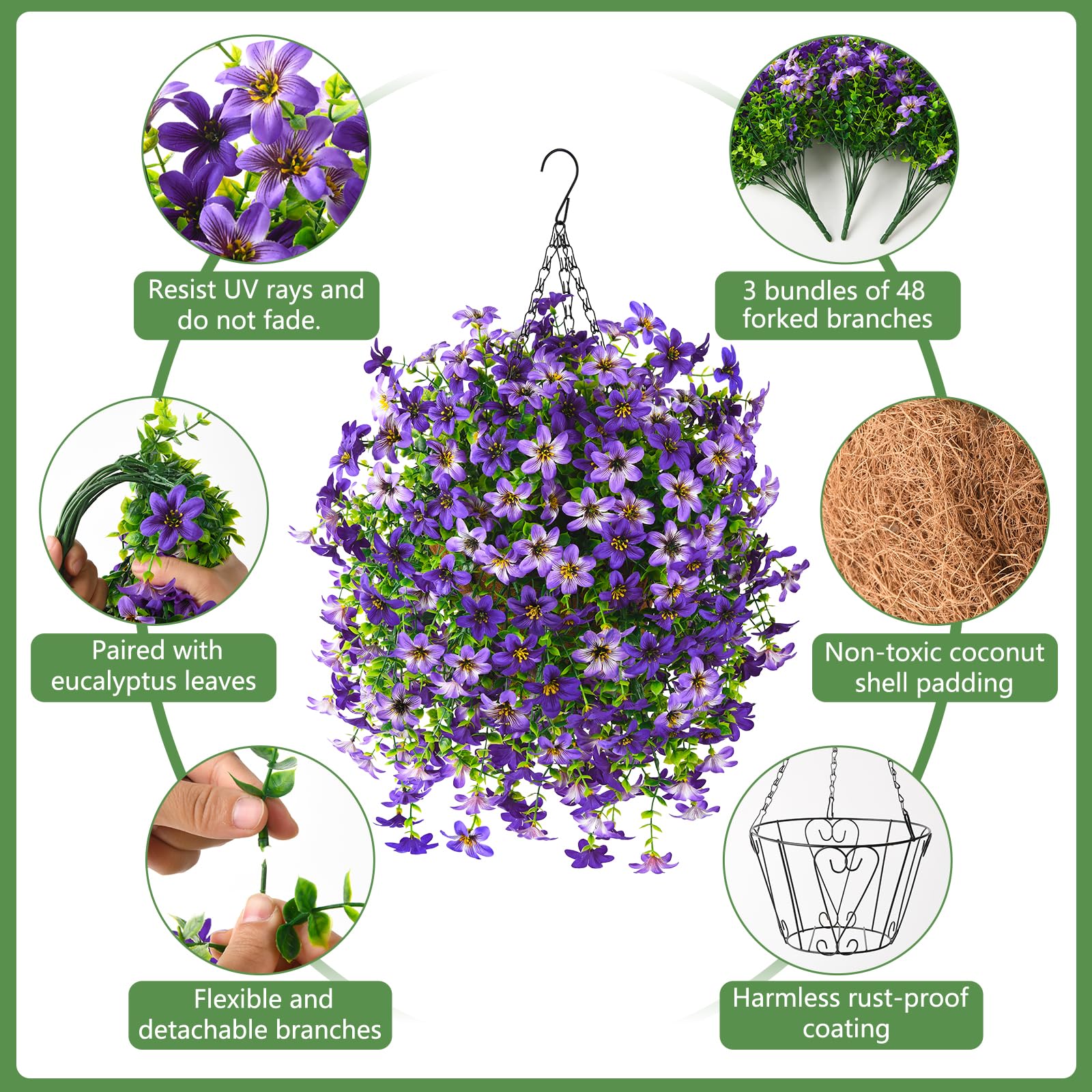 INQCMY purple silk flowers perfect for porch decor; zero maintenance required.
