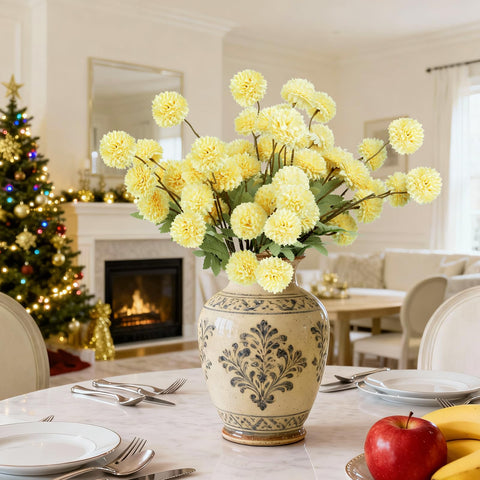 INQCMY silk chrysanthemums close-up highlighting flexible stems for arrangement