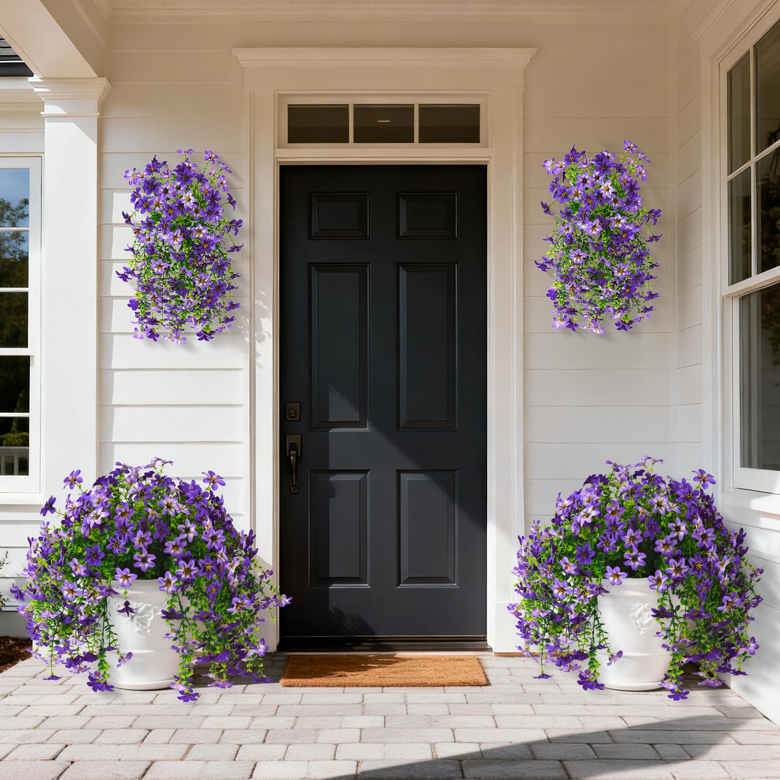INQCMY silk flowers for outdoor use; UV-resistant hanging basket for lasting color.